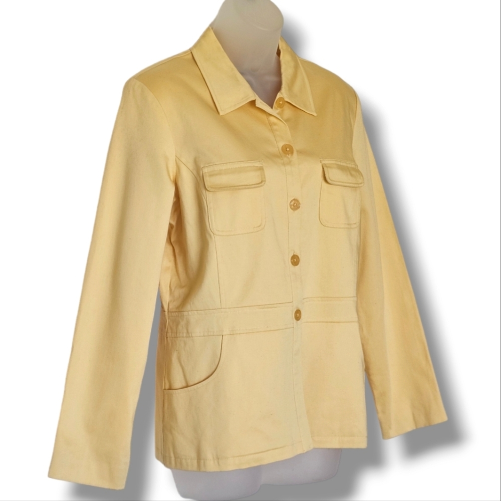 Dialogue Button Front Blazer Jacket Light Yellow … - image 2